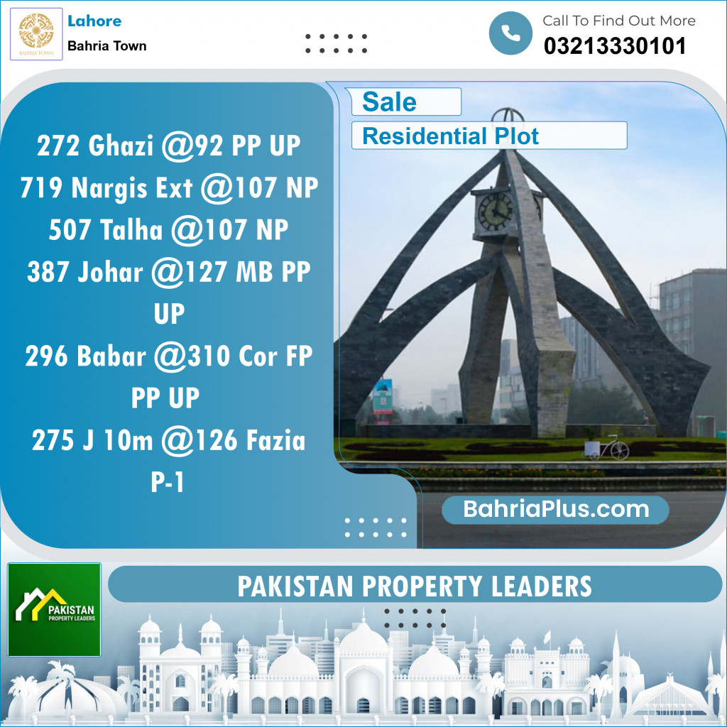 Residential Plot for Sale in Sector F - Ghazi Block -  Bahria Town, Lahore - (BP-149465)