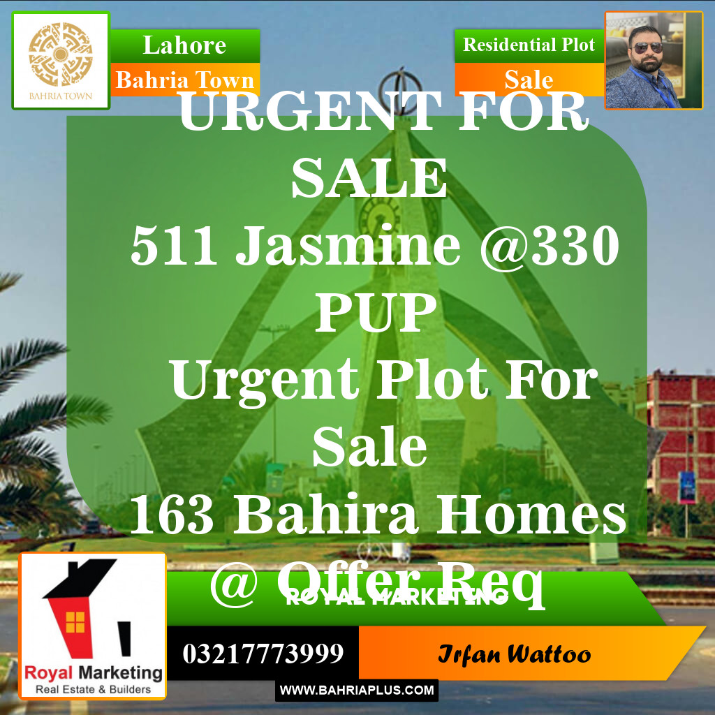 Residential Plot for Sale in Sector C - Jasmine Block -  Bahria Town, Lahore - (BP-149474)