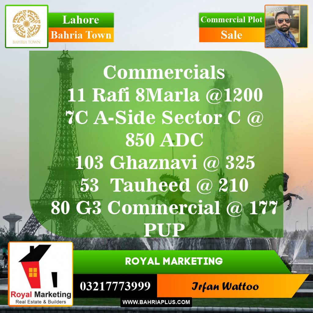 Commercial Plot for Sale in Sector E - Rafi Commercial -  Bahria Town, Lahore - (BP-149477)