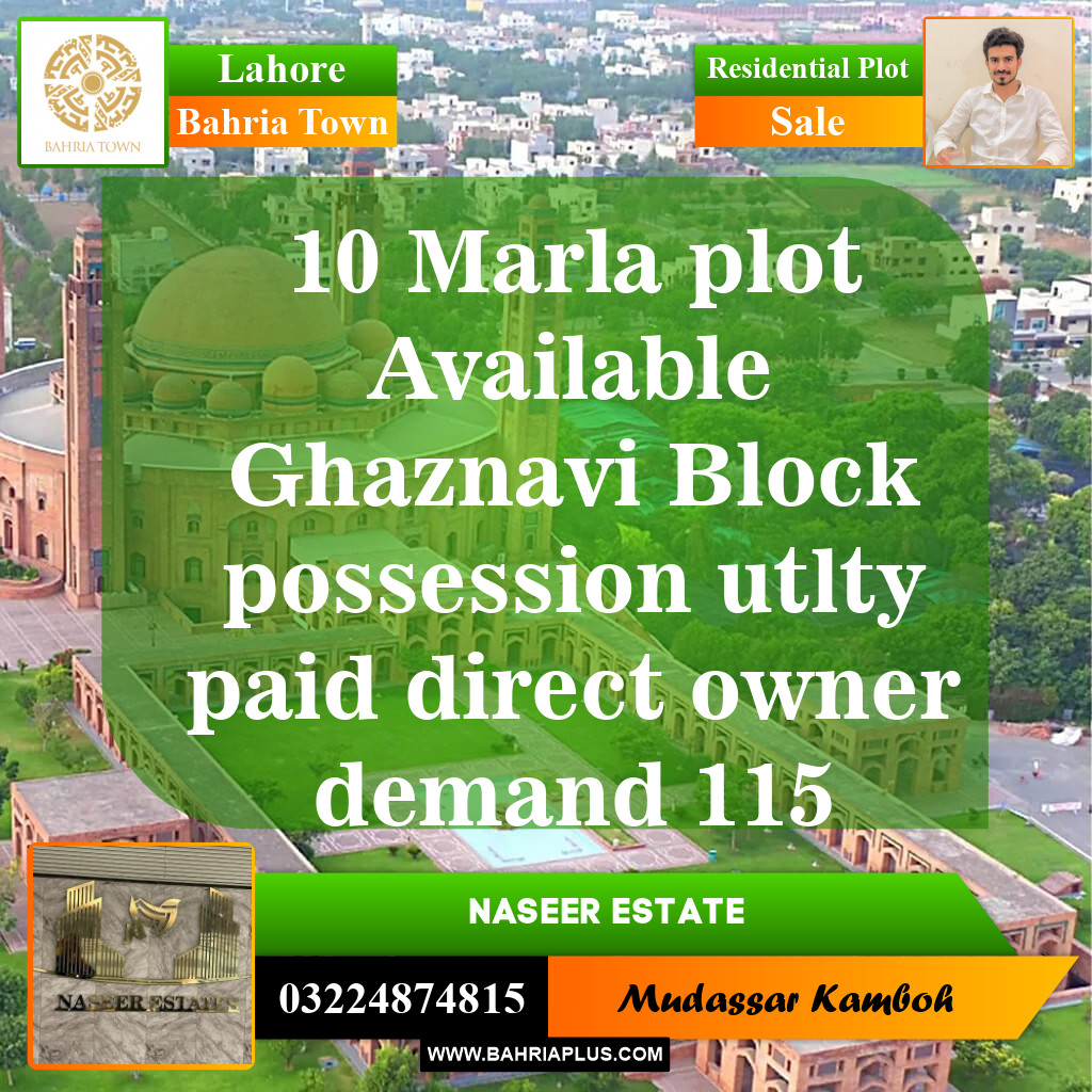 Residential Plot for Sale in Sector F - Ghaznavi Block -  Bahria Town, Lahore - (BP-149503)