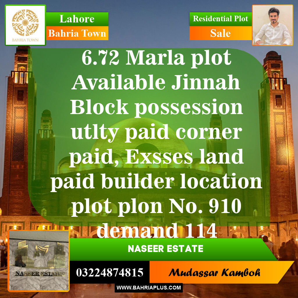 Residential Plot for Sale in Sector E - Jinnah Block -  Bahria Town, Lahore - (BP-149511)