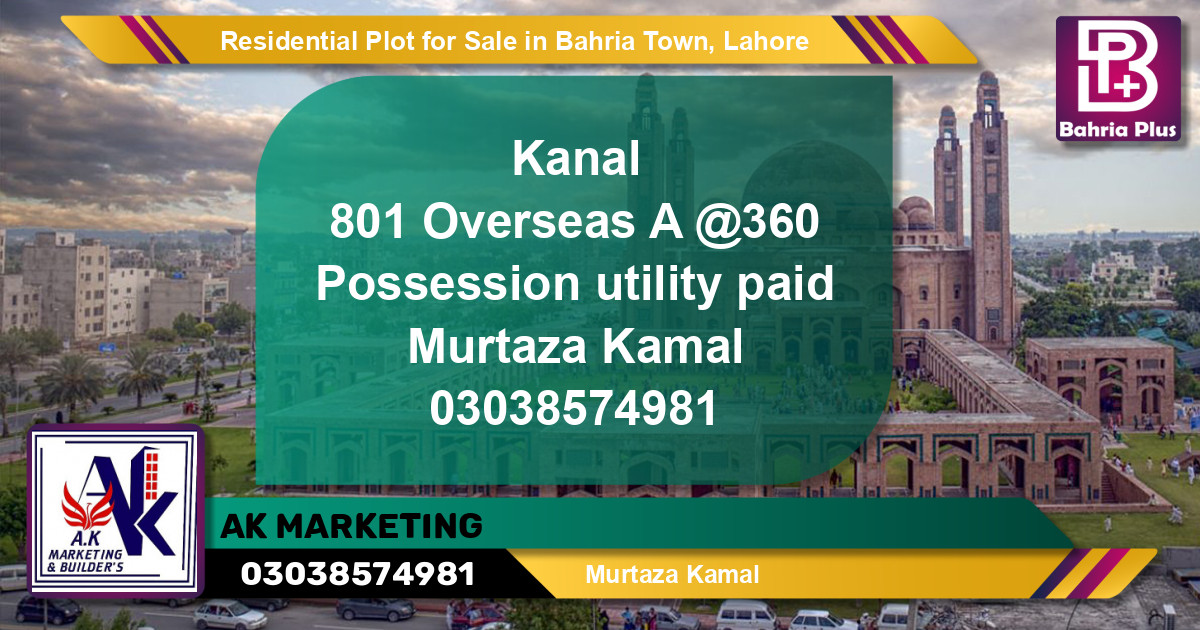 Residential Plot for Sale in Overseas A -  Bahria Town, Lahore - (BP-149543)
