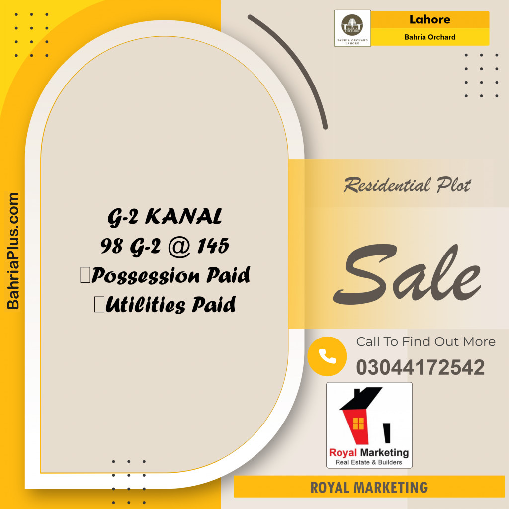 Residential Plot for Sale in Phase 2 - G Block -  Bahria Orchard, Lahore - (BP-149551)