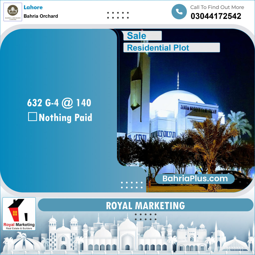 Residential Plot for Sale in Phase 4 - G4 Block -  Bahria Orchard, Lahore - (BP-149562)