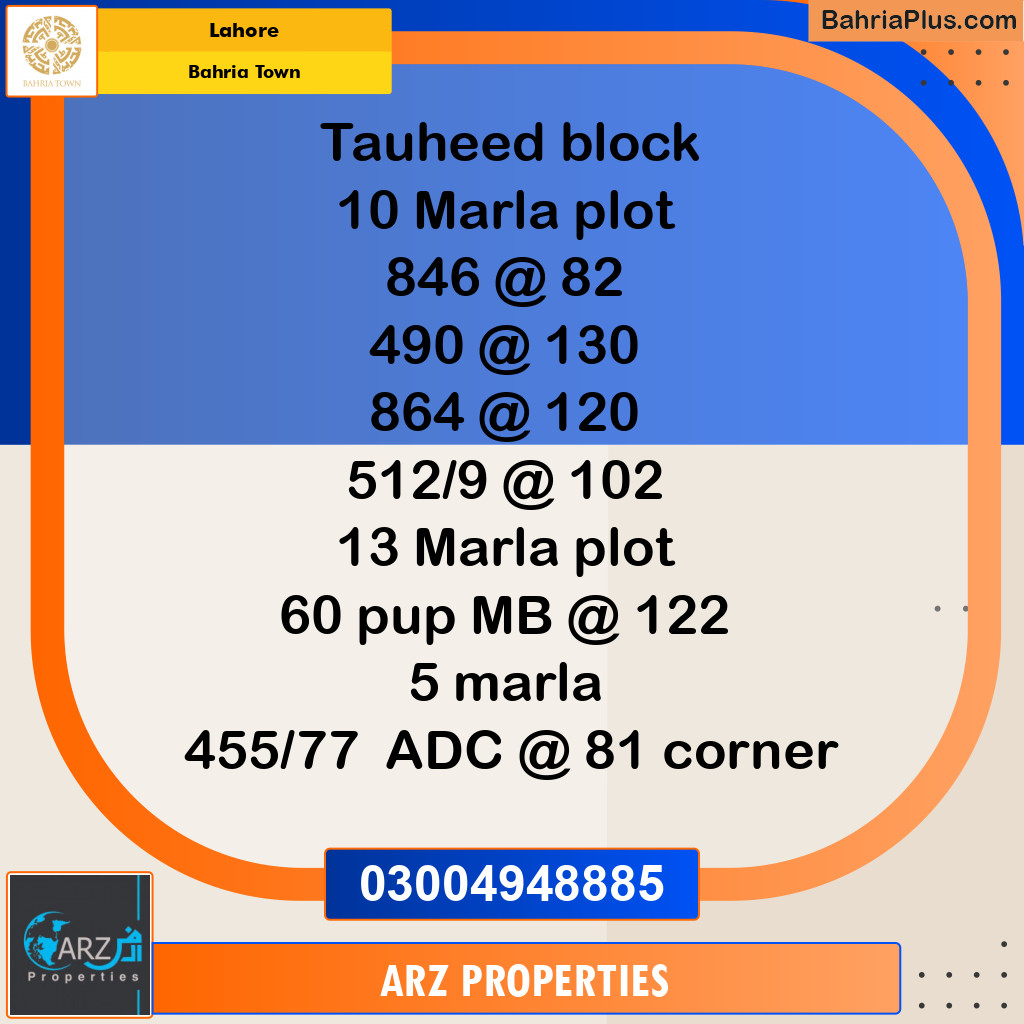 Residential Plot for Sale in Bahria Town, Lahore - (BP-149565)