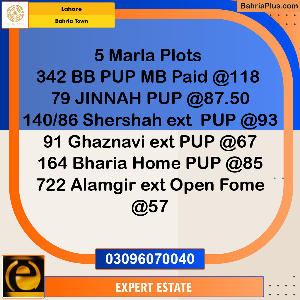Residential Plot for Sale in Sector D - BB Block -  Bahria Town, Lahore - (BP-149585)