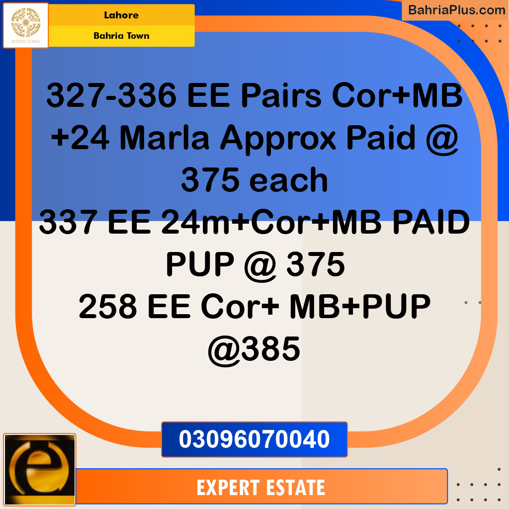 Residential Plot for Sale in Sector D - EE Block -  Bahria Town, Lahore - (BP-149604)