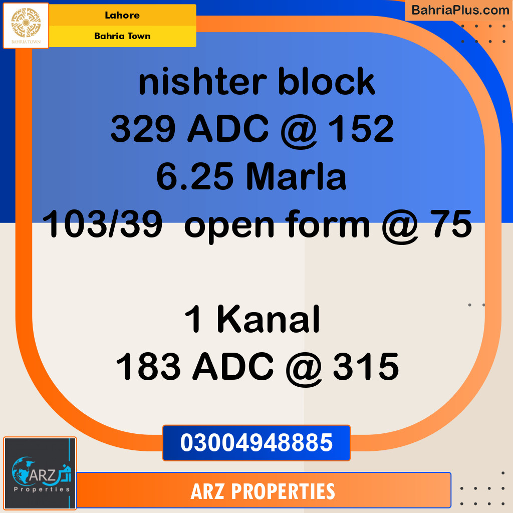 Residential Plot for Sale in Sector E - Nishtar Block -  Bahria Town, Lahore - (BP-149613)