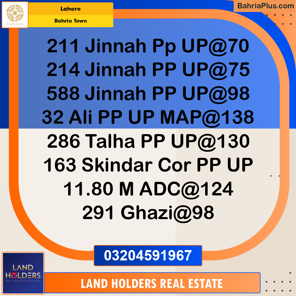 Residential Plot for Sale in Sector E - Jinnah Block -  Bahria Town, Lahore - (BP-149641)