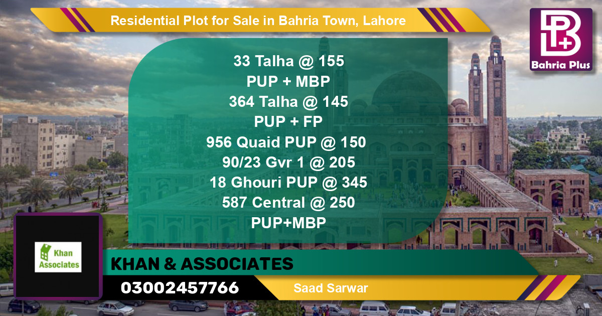 Residential Plot for Sale in Sector F - Talha Block -  Bahria Town, Lahore - (BP-149665)
