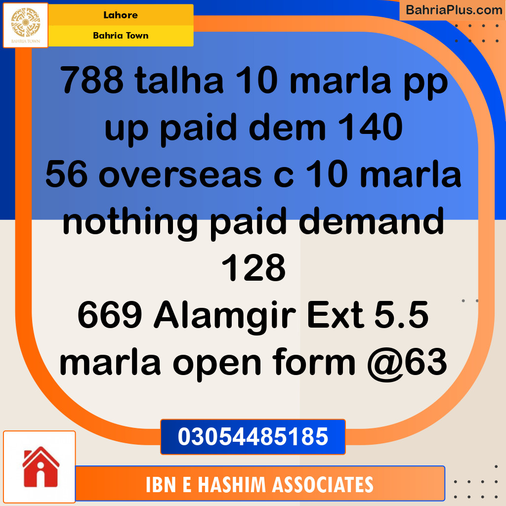 Residential Plot for Sale in Sector F - Talha Block -  Bahria Town, Lahore - (BP-149683)