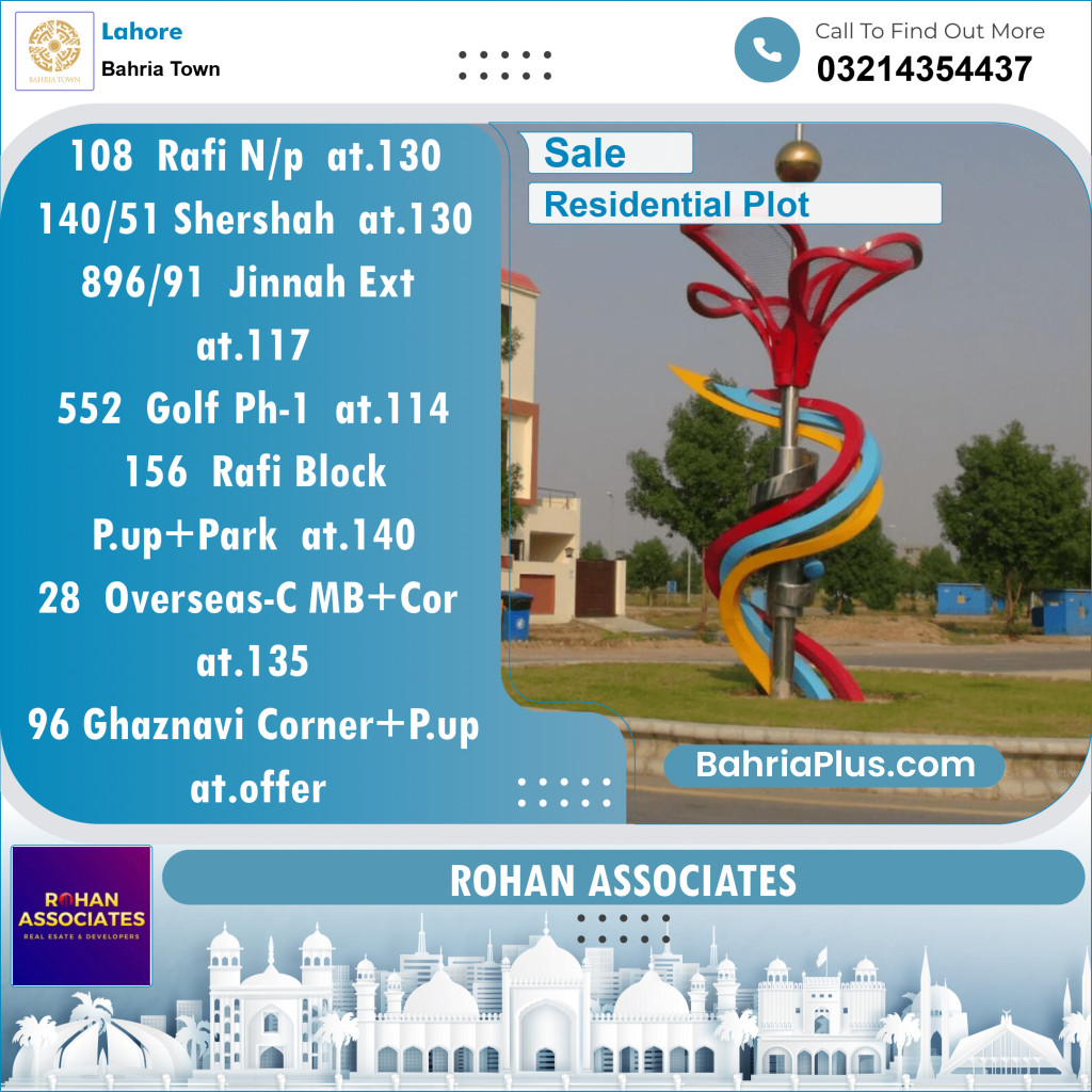 Residential Plot for Sale in Sector E - Rafi Block -  Bahria Town, Lahore - (BP-149687)
