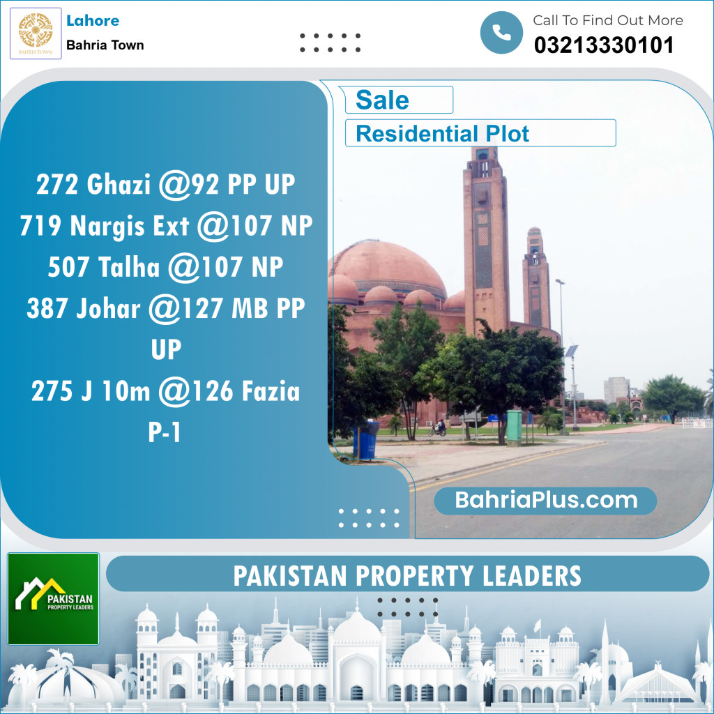 Residential Plot for Sale in Sector F - Ghazi Block -  Bahria Town, Lahore - (BP-149713)