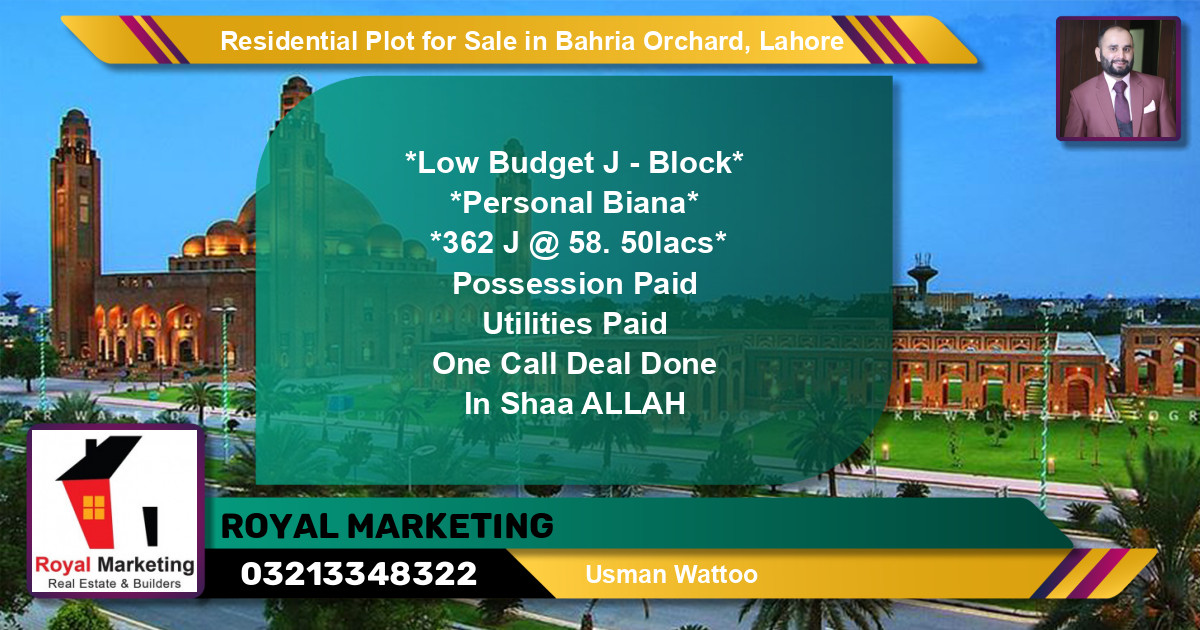 Residential Plot for Sale in Phase 2 - J Block -  Bahria Orchard, Lahore - (BP-149745)