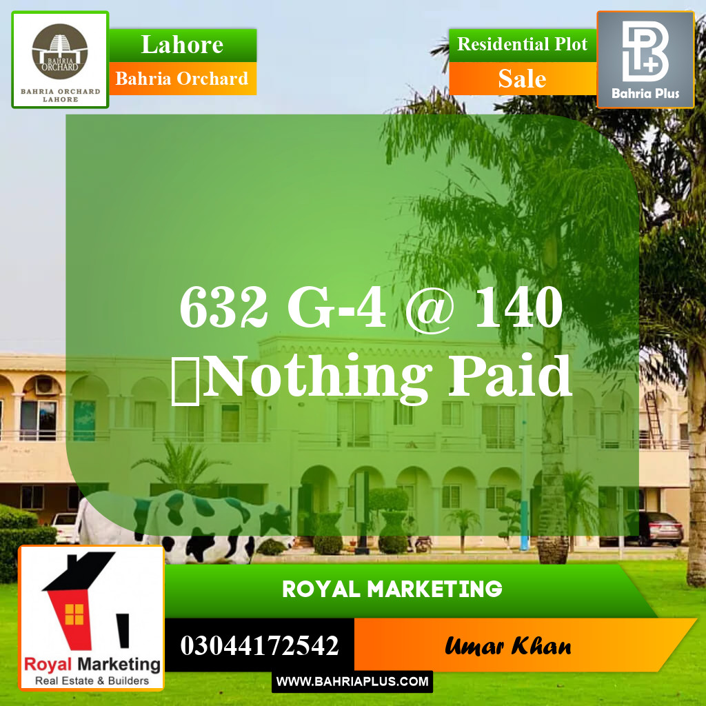 Residential Plot for Sale in Phase 4 - G4 Block -  Bahria Orchard, Lahore - (BP-149751)