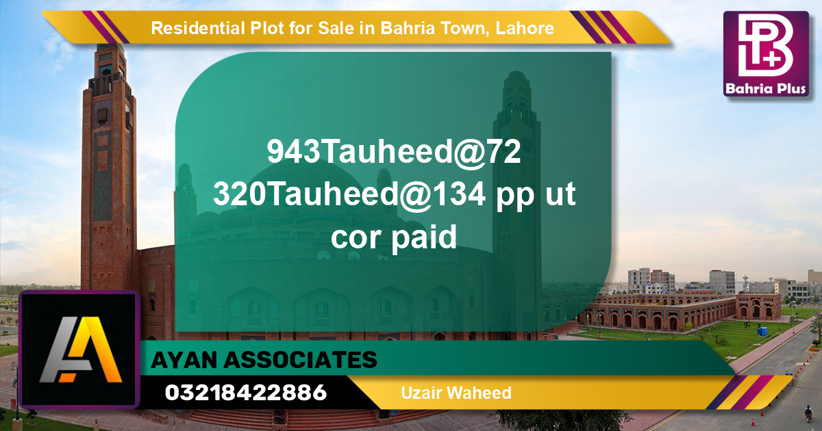 Residential Plot for Sale in Sector F - Tauheed Block -  Bahria Town, Lahore - (BP-149764)