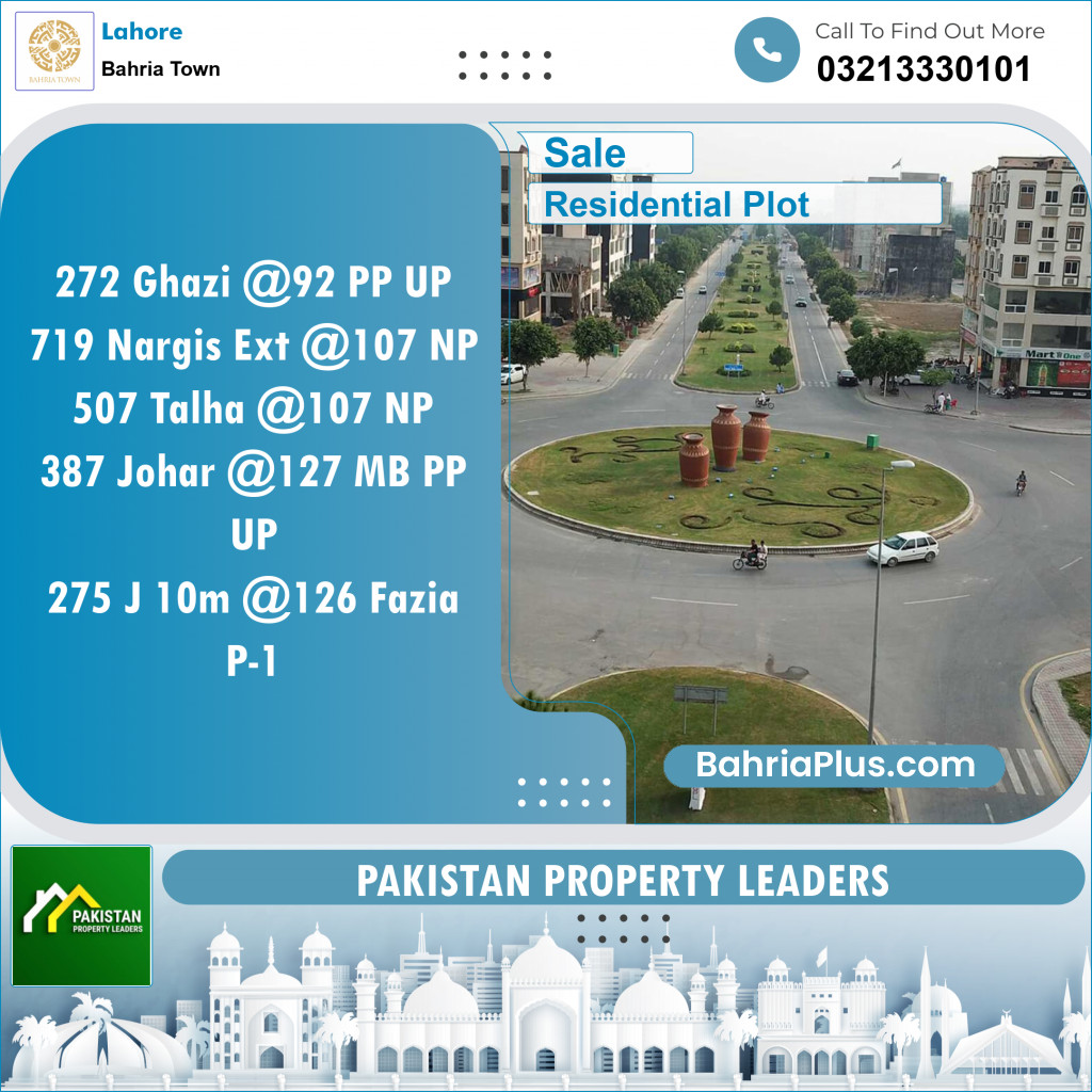 Residential Plot for Sale in Sector F - Ghazi Block -  Bahria Town, Lahore - (BP-149784)