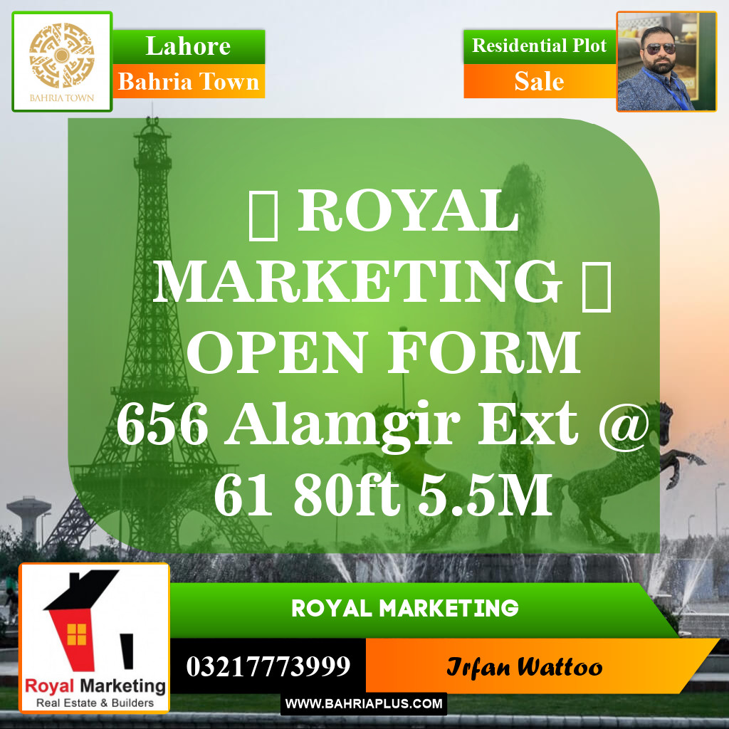 Residential Plot for Sale in Sector F - Alamgir Block -  Bahria Town, Lahore - (BP-149805)