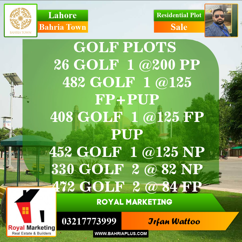 Residential Plot for Sale in Golf Phase 1 -  Bahria Town, Lahore - (BP-149815)