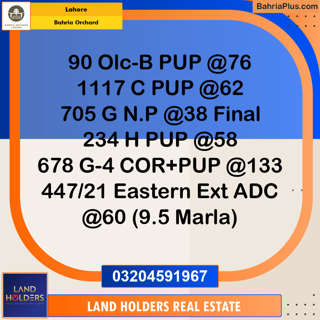 Residential Plot for Sale in OLC-B Block -  Bahria Orchard, Lahore - (BP-149816)
