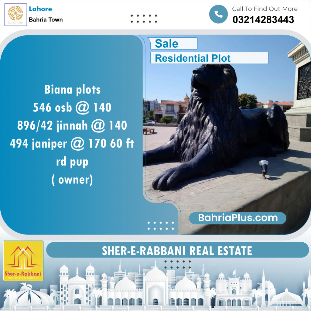 Residential Plot for Sale in Overseas B -  Bahria Town, Lahore - (BP-149846)