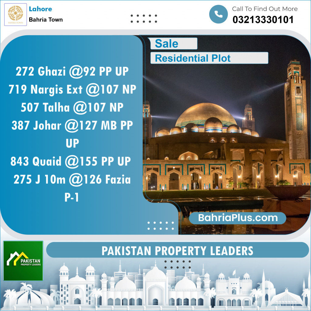 Residential Plot for Sale in Sector F - Ghazi Block -  Bahria Town, Lahore - (BP-149859)