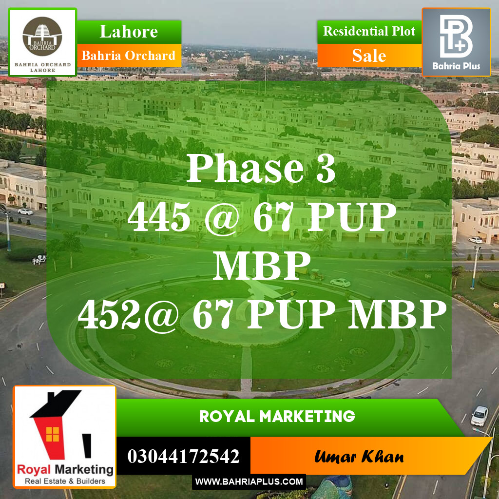 Residential Plot for Sale in Phase 3 -  Bahria Orchard, Lahore - (BP-149877)