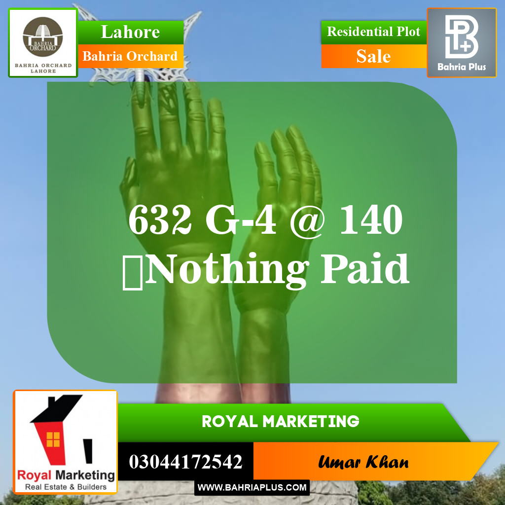 Residential Plot for Sale in Phase 4 - G4 Block -  Bahria Orchard, Lahore - (BP-149882)