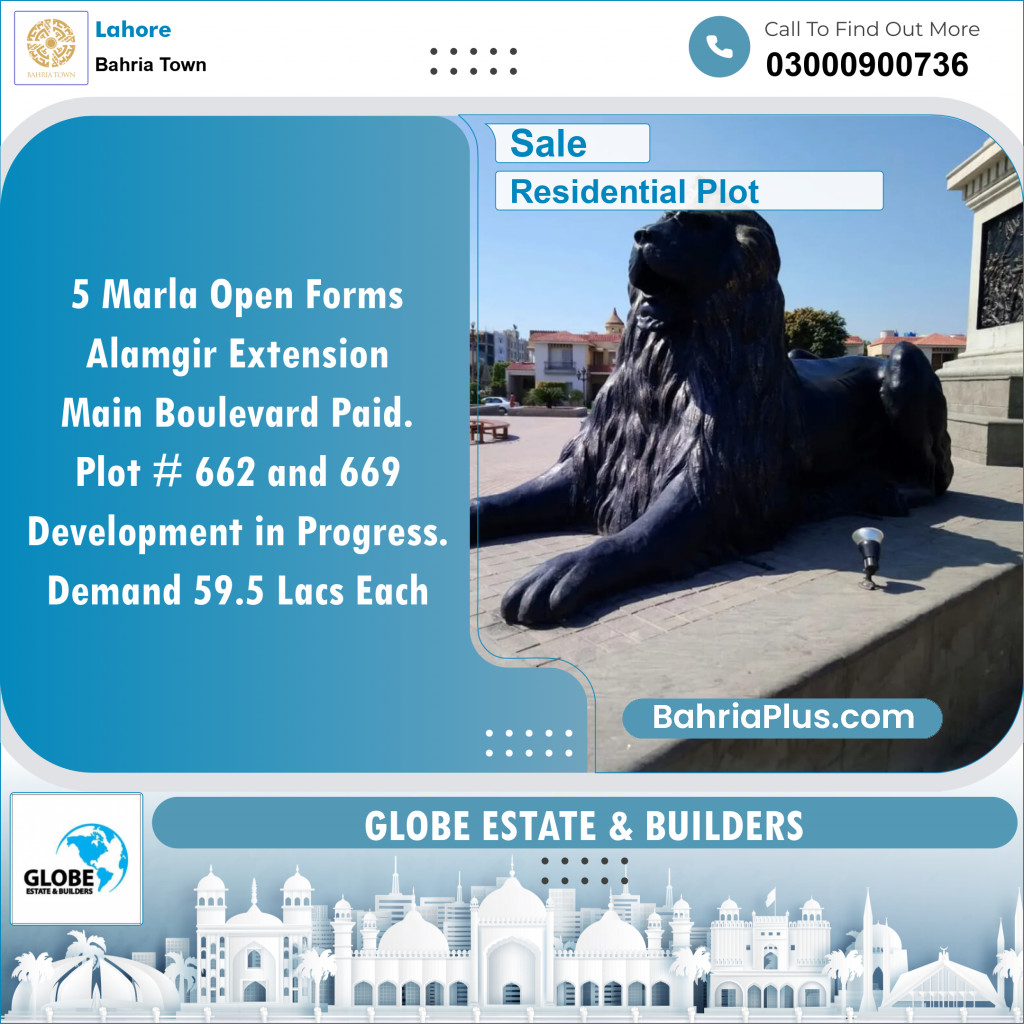 Residential Plot for Sale in Sector F - Alamgir Block -  Bahria Town, Lahore - (BP-149896)
