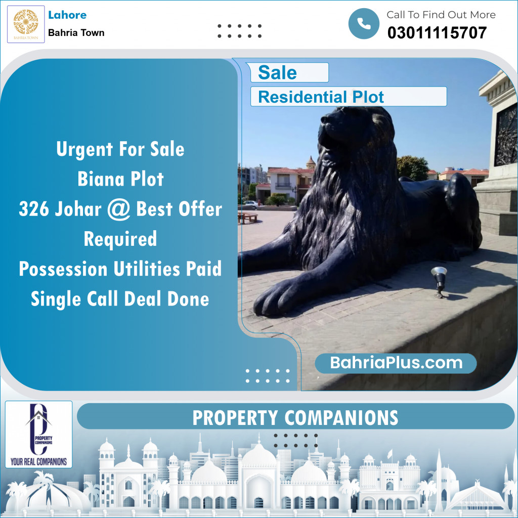 Residential Plot for Sale in Sector E - Johar Block -  Bahria Town, Lahore - (BP-149924)
