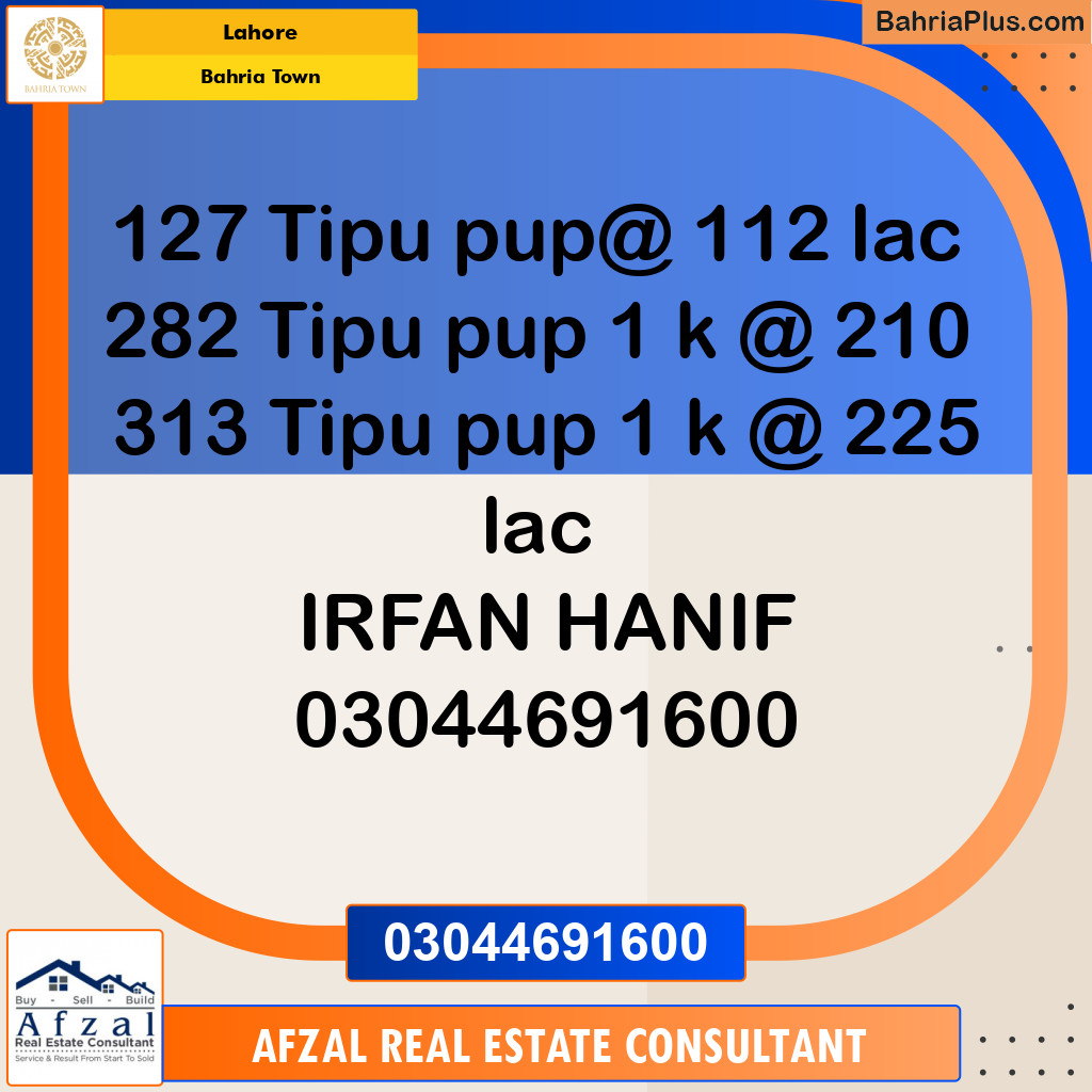 Residential Plot for Sale in Sector F - Tipu Sultan Block -  Bahria Town, Lahore - (BP-149941)