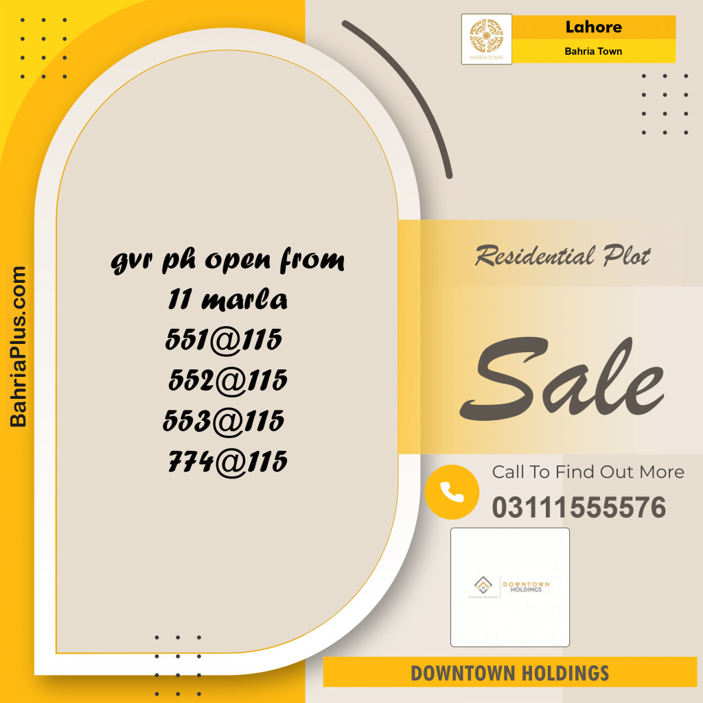 Residential Plot for Sale in Golf Phase 1 -  Bahria Town, Lahore - (BP-149982)