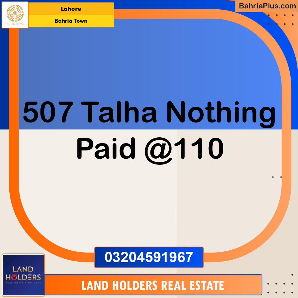 Residential Plot for Sale in Sector F - Talha Block -  Bahria Town, Lahore - (BP-149992)