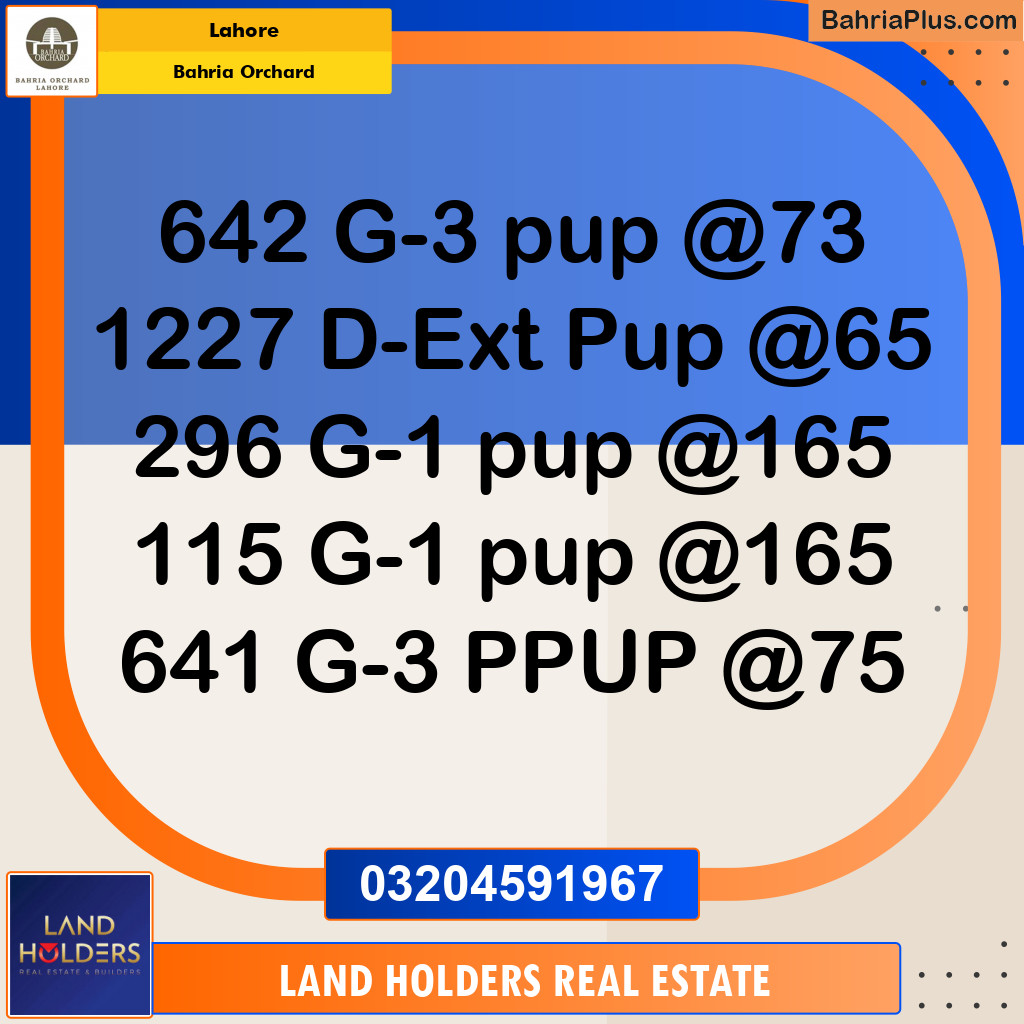 Residential Plot for Sale in Phase 4 - G3 Block -  Bahria Orchard, Lahore - (BP-149993)