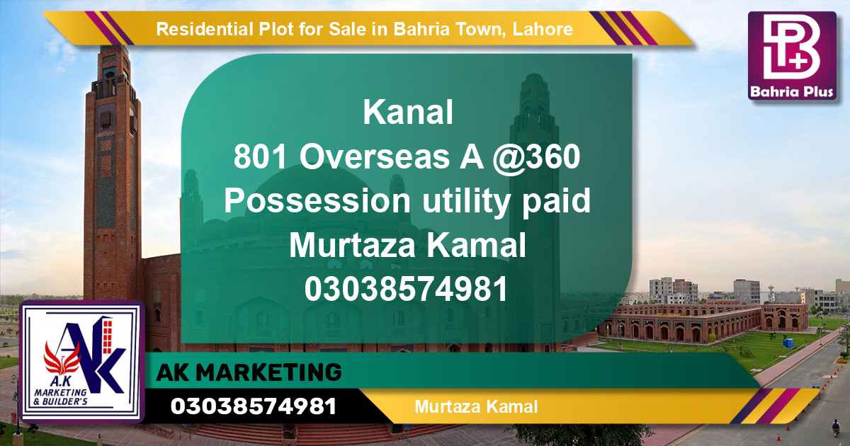 Residential Plot for Sale in Overseas A -  Bahria Town, Lahore - (BP-150011)