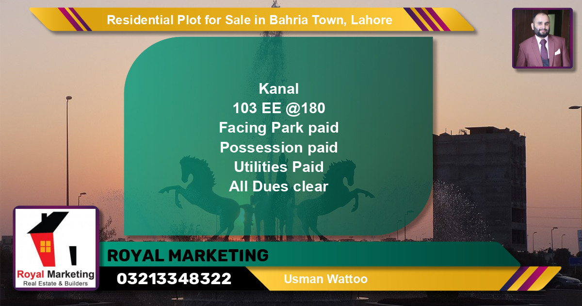 Residential Plot for Sale in Sector D - EE Block -  Bahria Town, Lahore - (BP-150024)