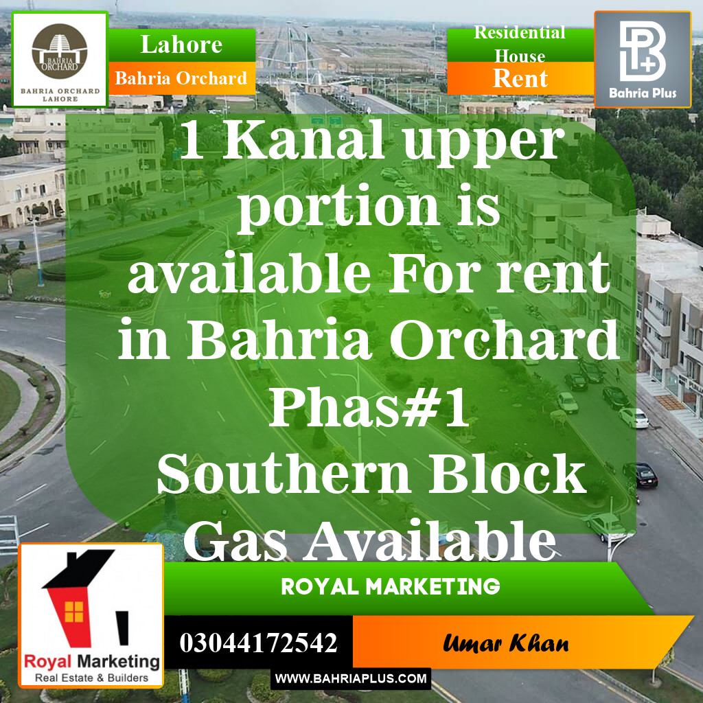 Residential House for Rent in Phase 1 - Southern District -  Bahria Orchard, Lahore - (BP-150026)