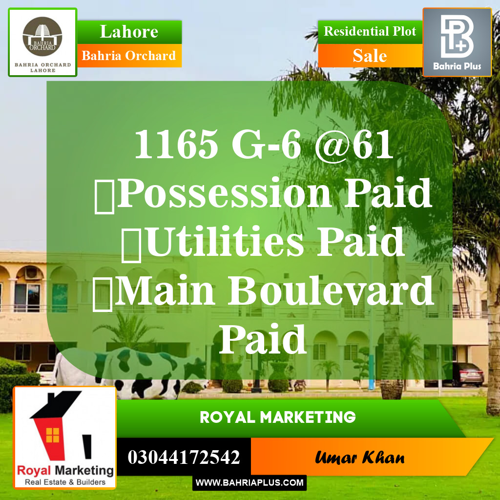 Residential Plot for Sale in Phase 4 - G6 Block -  Bahria Orchard, Lahore - (BP-150034)