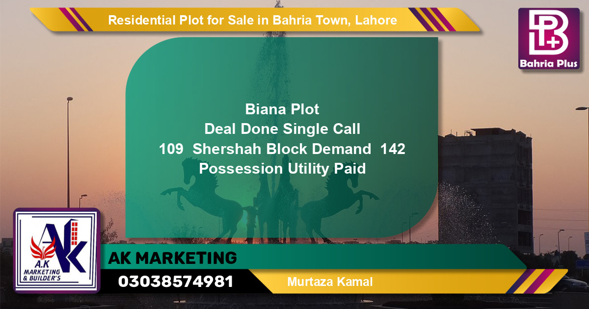 Residential Plot for Sale in Sector F - Shershah Block -  Bahria Town, Lahore - (BP-150045)