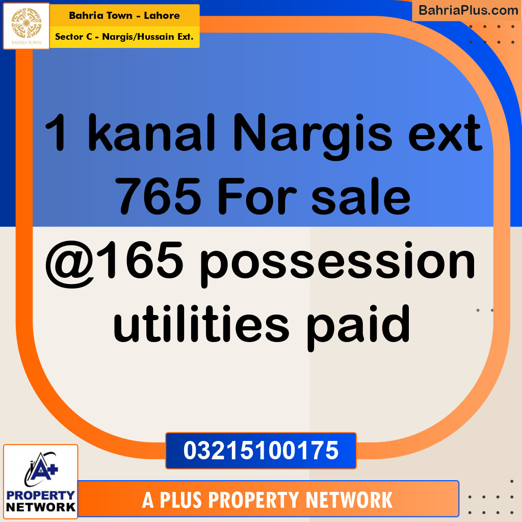 Residential Plot for Sale in Sector C - Nargis/Hussain Ext. -  Bahria Town, Lahore - (BP-150046)