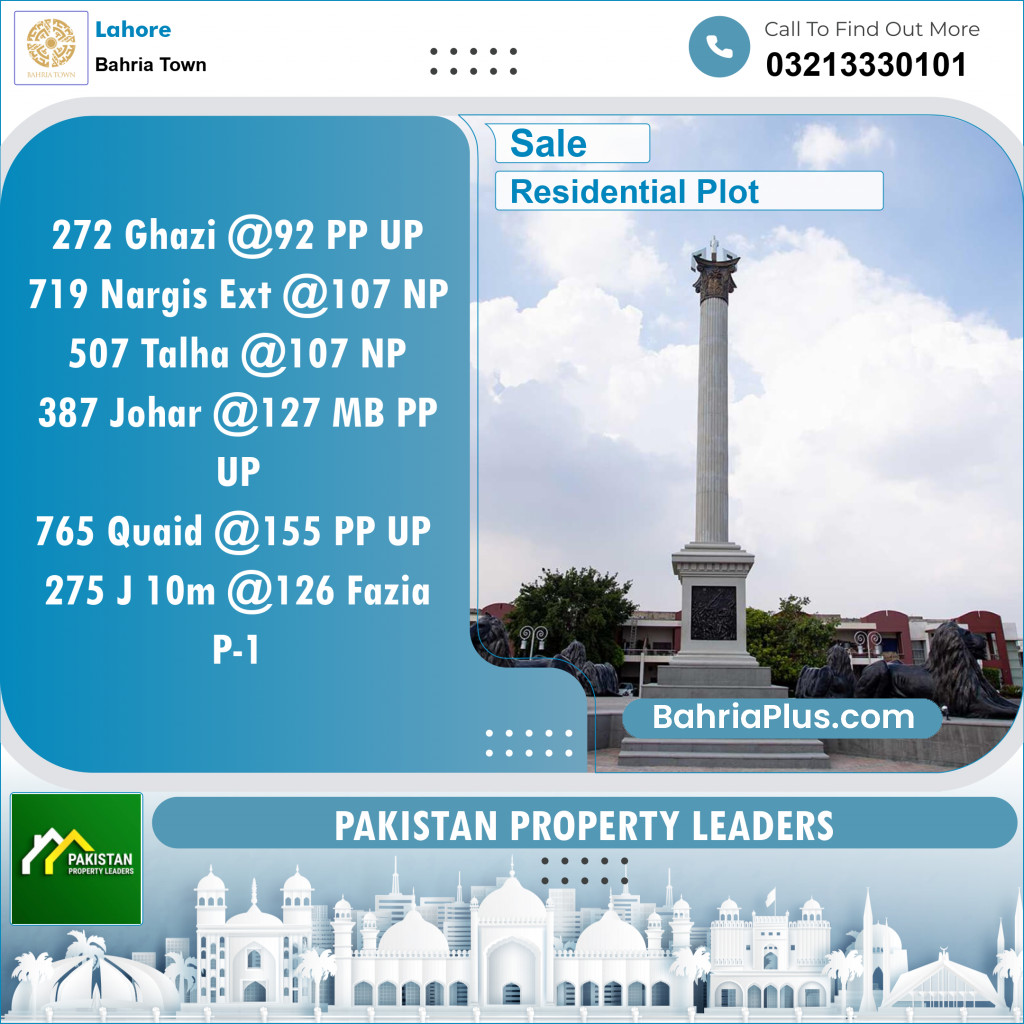 Residential Plot for Sale in Sector F - Ghazi Block -  Bahria Town, Lahore - (BP-150052)