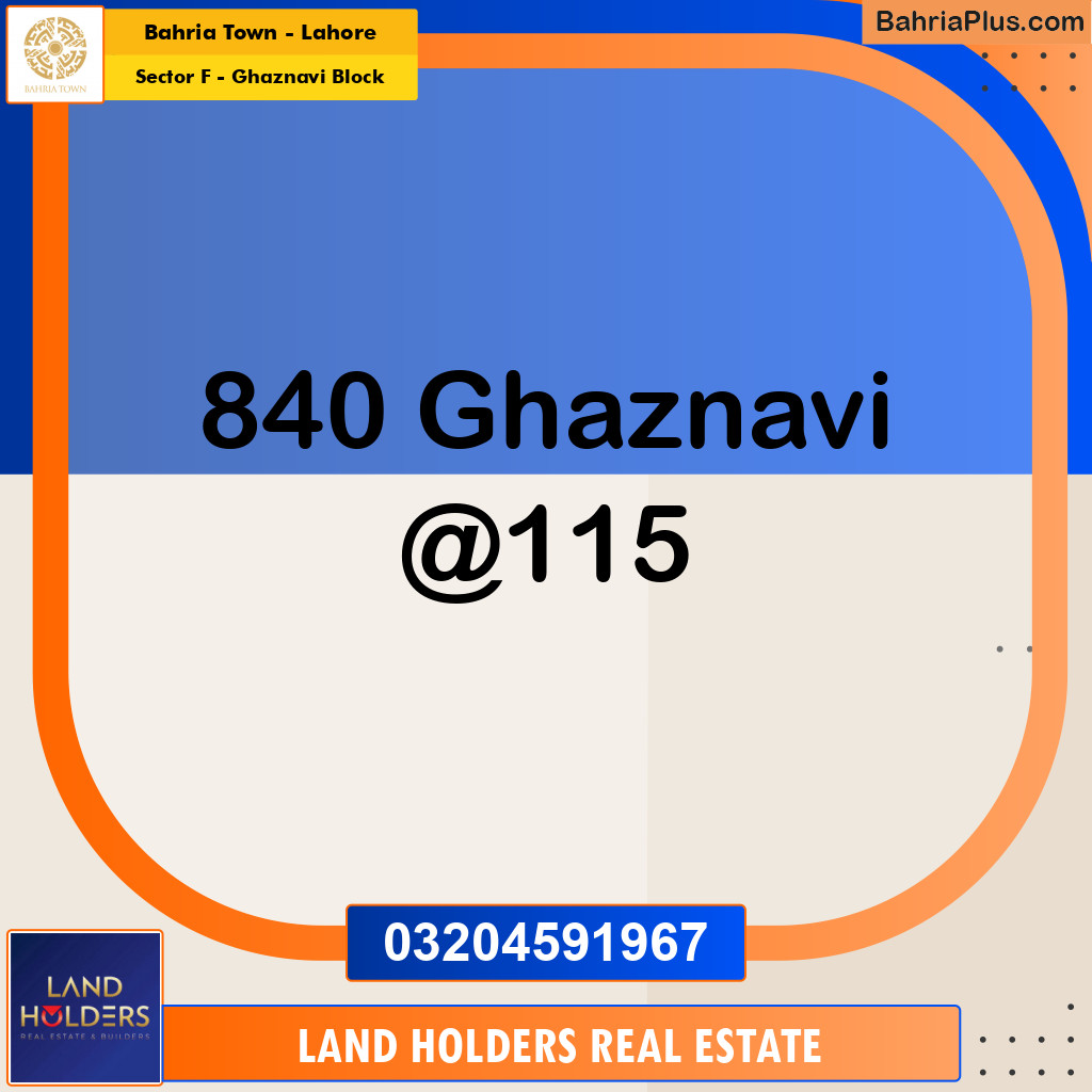 Residential Plot for Sale in Sector F - Ghaznavi Block -  Bahria Town, Lahore - (BP-150072)