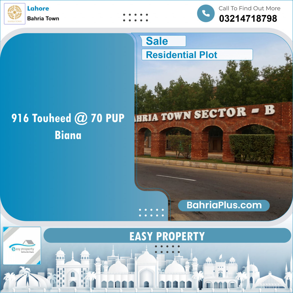 Residential Plot for Sale in Sector F - Tauheed Block -  Bahria Town, Lahore - (BP-150078)
