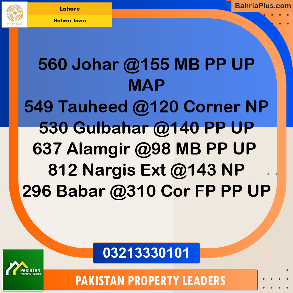 Residential Plot for Sale in Sector E - Johar Block -  Bahria Town, Lahore - (BP-150087)
