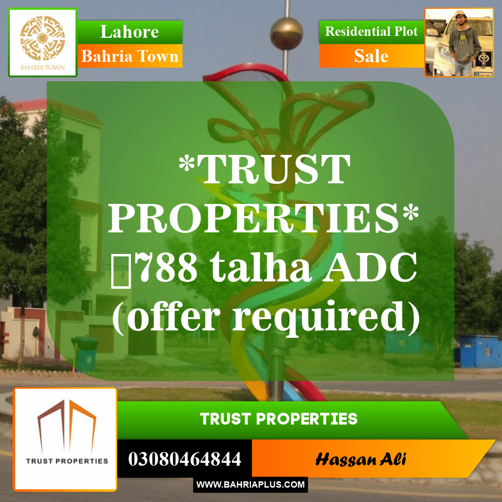 Residential Plot for Sale in Sector F - Talha Block -  Bahria Town, Lahore - (BP-150126)