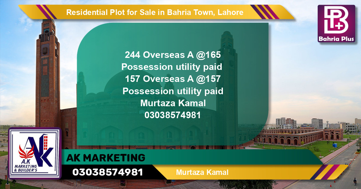 Residential Plot for Sale in Overseas A -  Bahria Town, Lahore - (BP-150162)