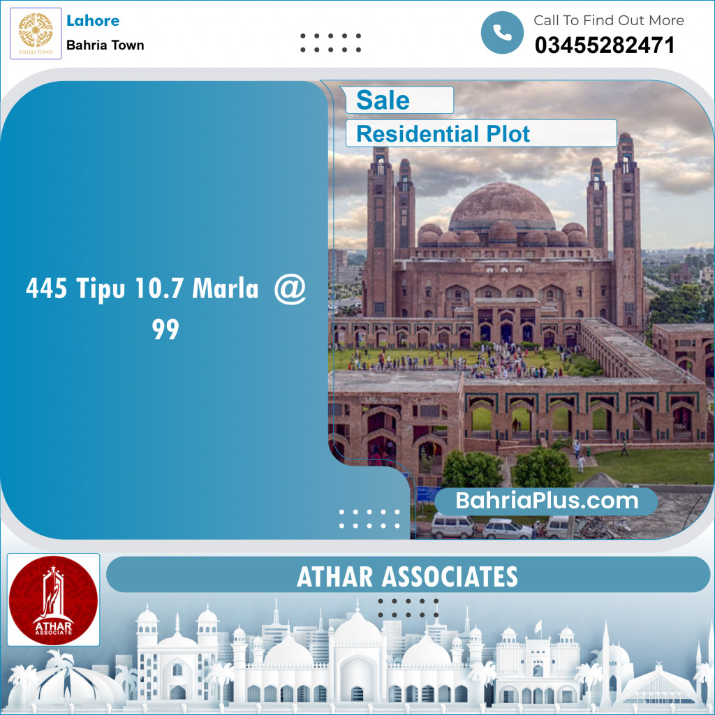 Residential Plot for Sale in Sector F - Tipu Sultan Block -  Bahria Town, Lahore - (BP-150238)