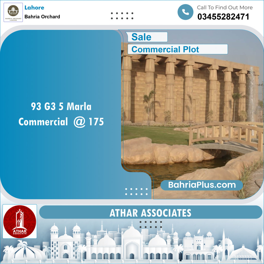 Commercial Plot for Sale in Phase 4 - G3 Block -  Bahria Orchard, Lahore - (BP-150251)