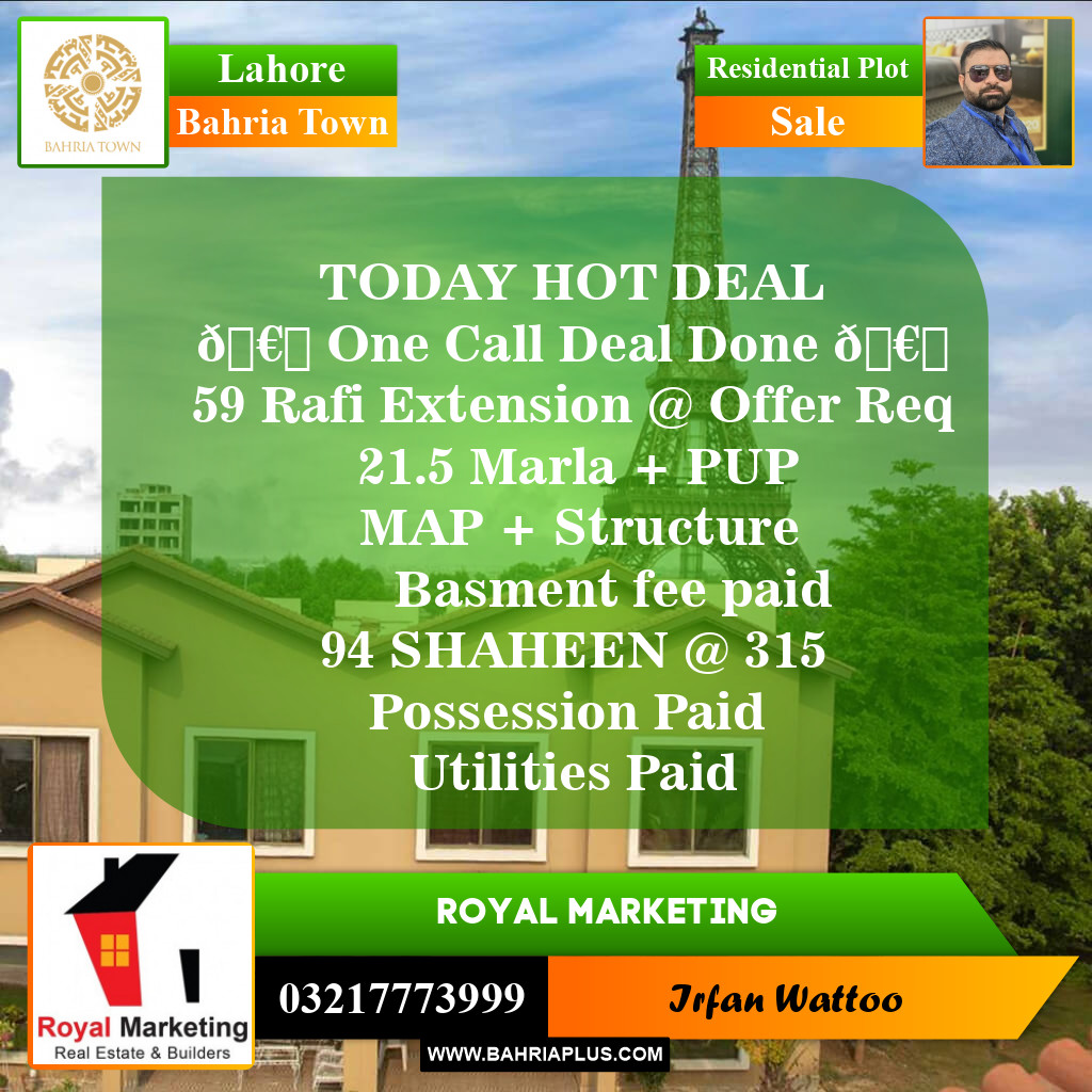 Residential Plot for Sale in Bahria Town, Lahore - (BP-150291)