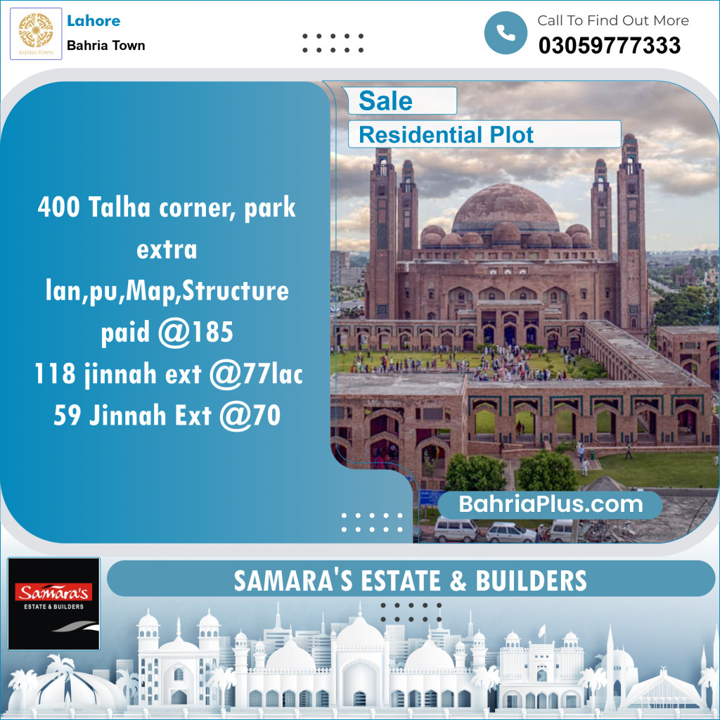 Residential Plot for Sale in Bahria Town, Lahore - (BP-150343)